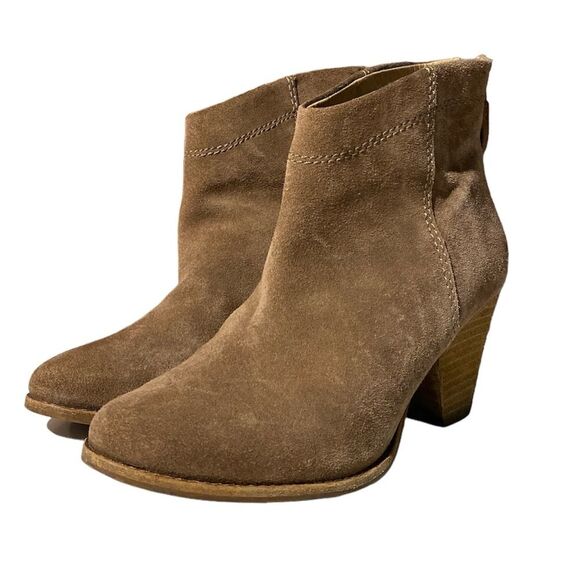 Splendid Fine Leather Booties Tan With Block Heel Women's Size 8.5 - Picture 1 of 13